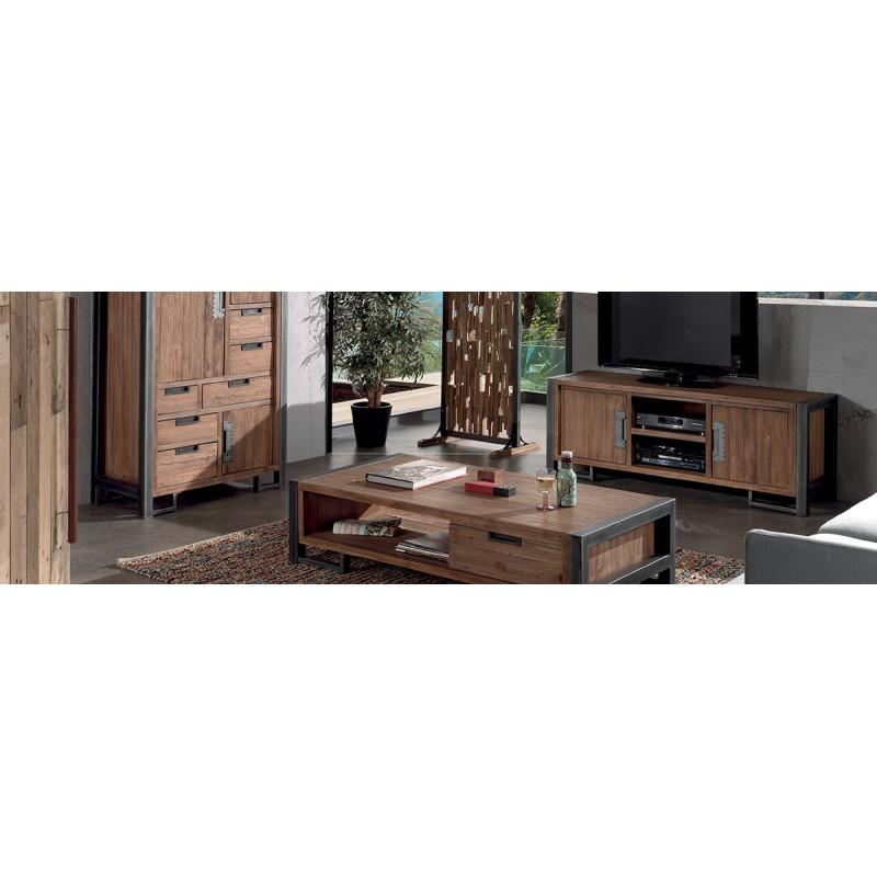 Table basse en teck & métal Wales L 110 cm - CASITA