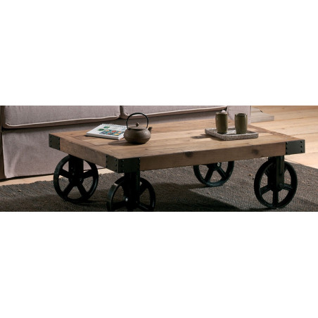 Table basse avec roulettes en fer Cross - CASITA