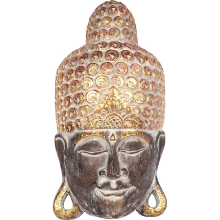 Masque Bouddha en bois 50 cm - Chocolat