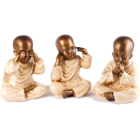 Set 3 moines du Bonheur 20 cm - Blanc