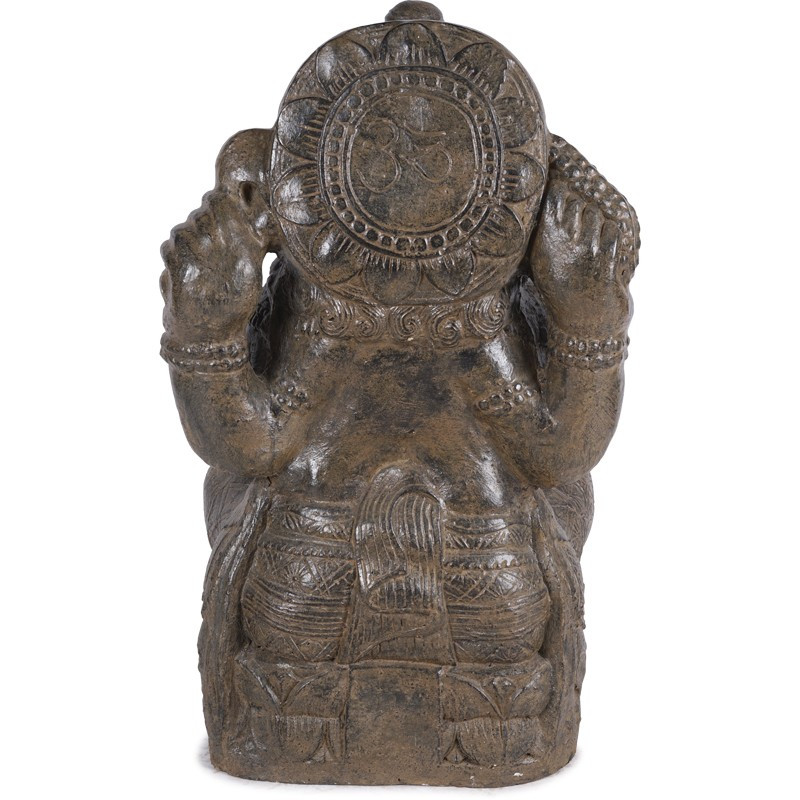 Statue jardin Ganesh assis 90 cm - Marron