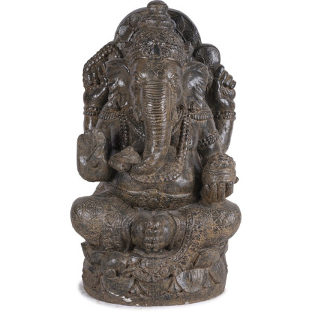 Statue jardin Ganesh assis 90 cm - Marron