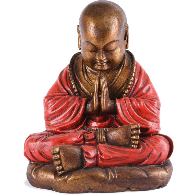 Statue de Moine Shaolin 25 cm - Rouge