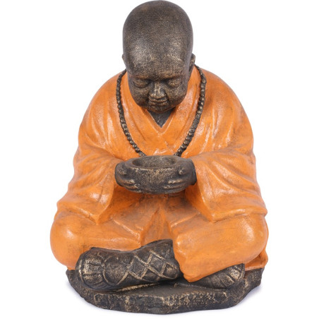 Statue de moine Bouddhiste 60 cm - Orange