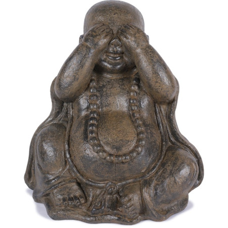 3 Statues Moines de la Sagesse H 70 cm - Marron