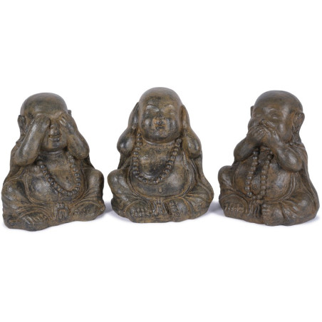 3 Statues jardin-Moines de la Sagesse 40 cm - Old New