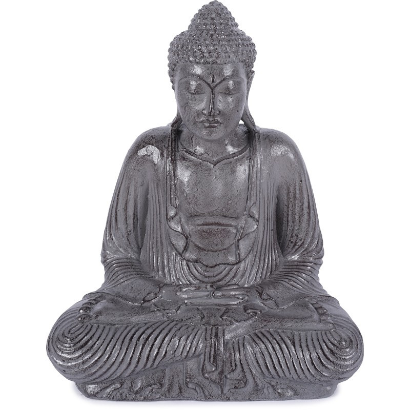 Statue Bouddha assis dhyāna-mudrā 42 cm - Gris