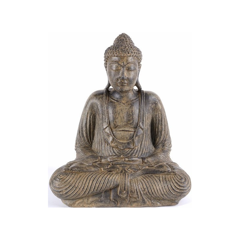 Statue bouddha assis position offrande brun 42 cm