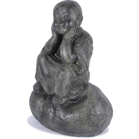 Statue Moine Shaolin Penseur 80 cm - Gris