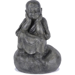 Statue Moine Shaolin Penseur 80 cm - Gris