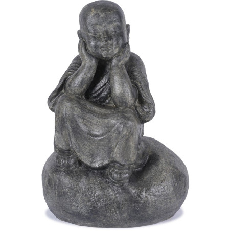 Statue Moine Shaolin Penseur 80 cm - Gris