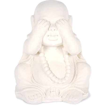 3 Statues Moines de la Sagesse 40 cm - Blanc