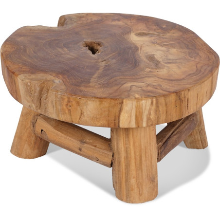 Tabouret rond repose-pieds Pika en teck