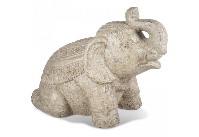 Statue de Jardin Éléphant Thaïlandais Blanc 80 cm Koh Deco