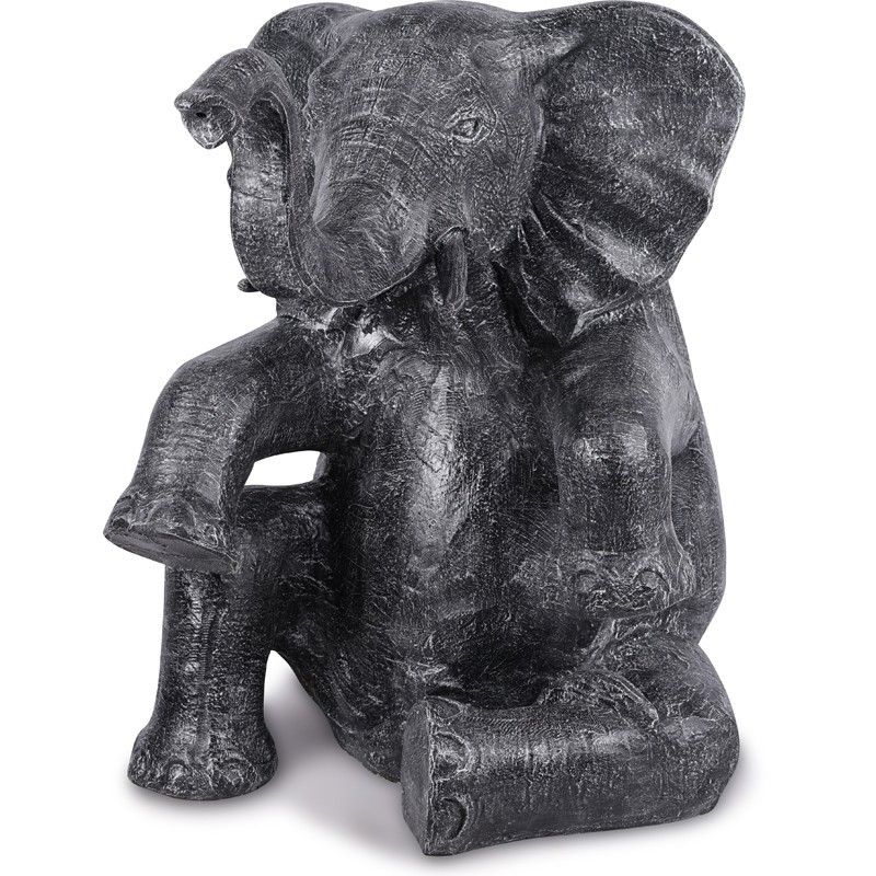 Statue de Jardin Éléphant assis en Gris 100 cm Koh Deco