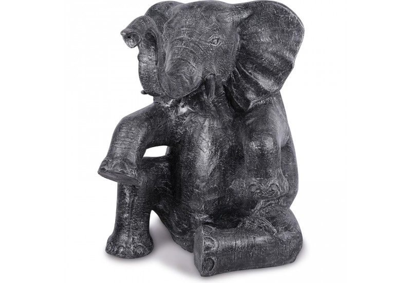 Statue de Jardin Éléphant assis en Gris 100 cm Koh Deco