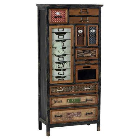 Armoire 18 tiroirs - 1 porte en bois & métal Harold - CASITA