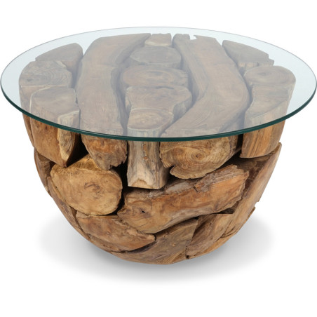Table basse ronde Sakra en teck