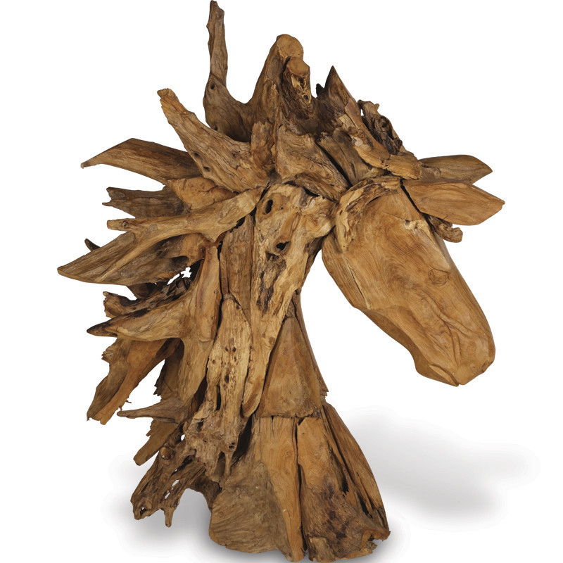 Sculpture Tête de Cheval en Bois Flotté 95 cm