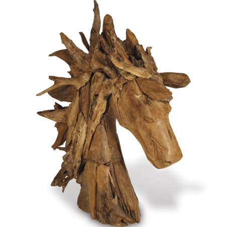 Tête de cheval en bois flotté 95 x 90 cm