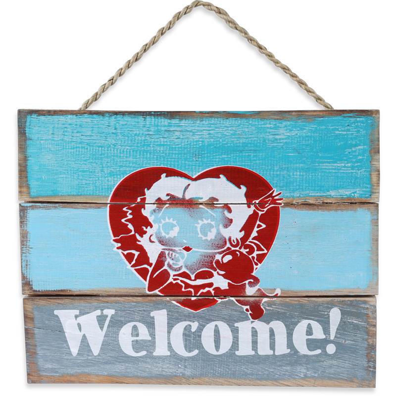 Déco murale Welcome Betty en bois