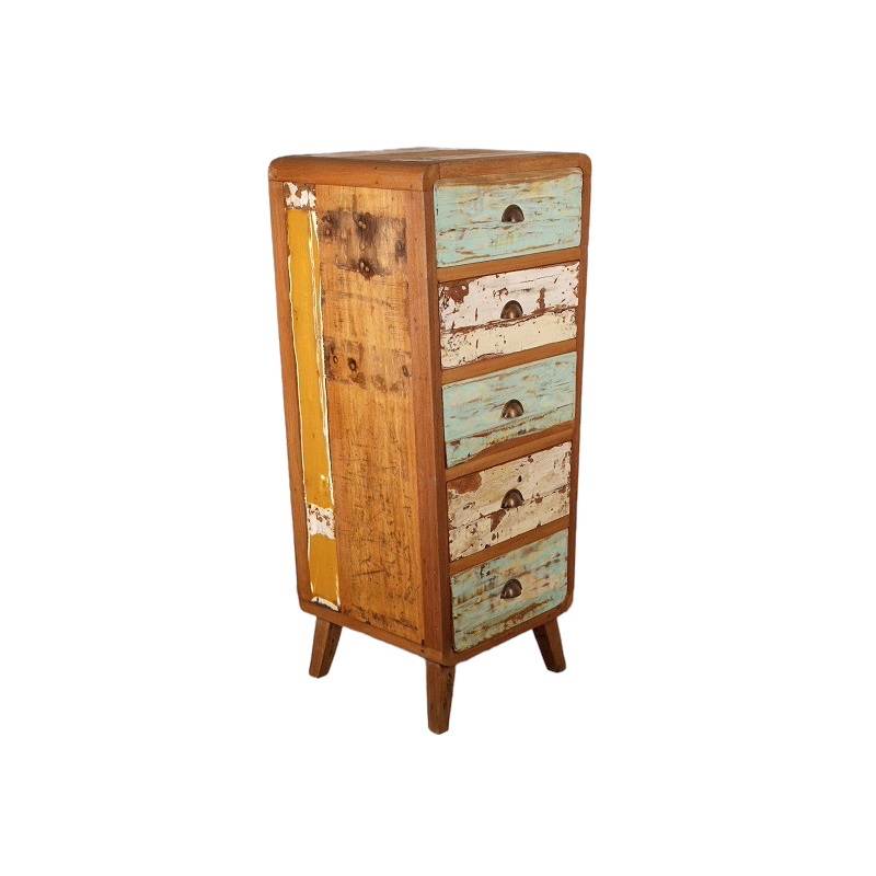 Commode Fogi 5 tiroirs en teck recyclé