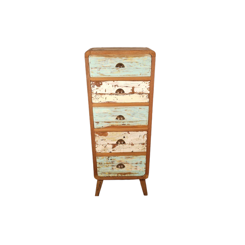 Commode Fogi 5 tiroirs en teck recyclé