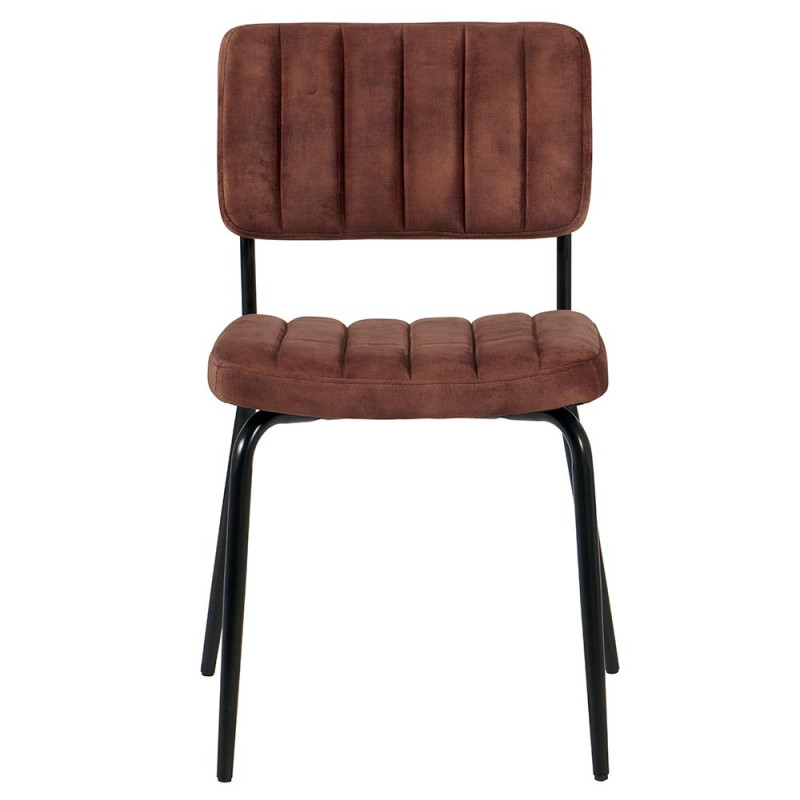 Chaise Lia en tissu velours chocolat - Casita