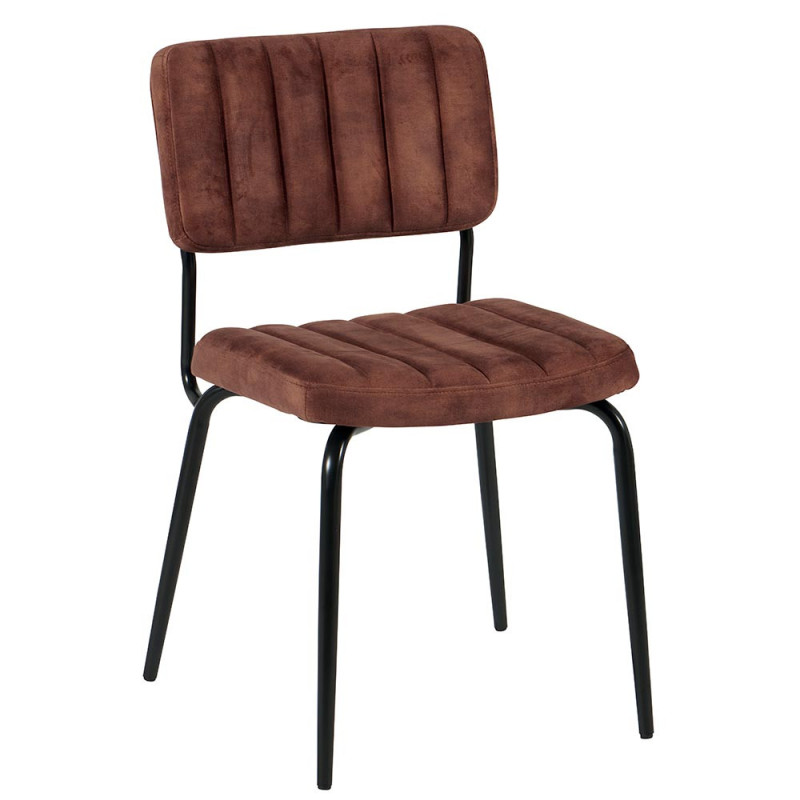 Chaise Lia en tissu velours chocolat - Casita