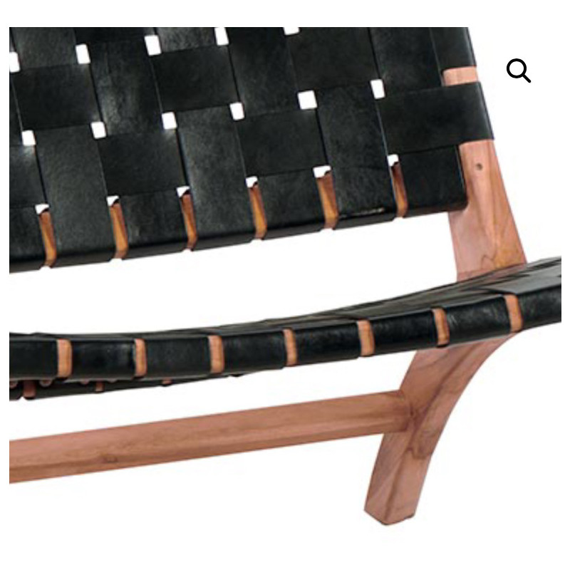 Fauteuil en teck et cuir noir Soledad 603