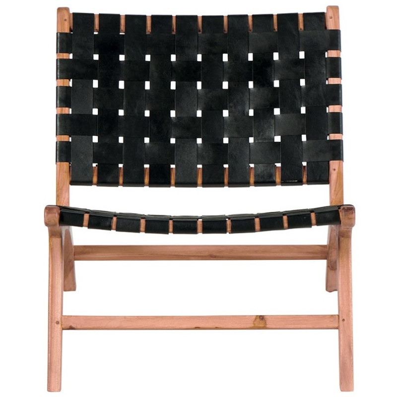 Fauteuil en teck et cuir noir Soledad 603
