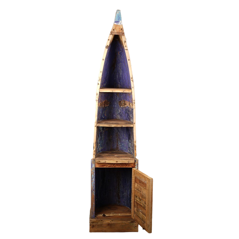 Étagère pirogue Bula en bois de bateau recyclé