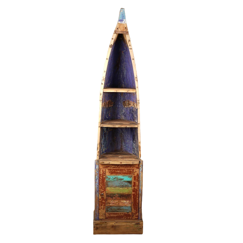 Étagère pirogue Bula en bois de bateau recyclé