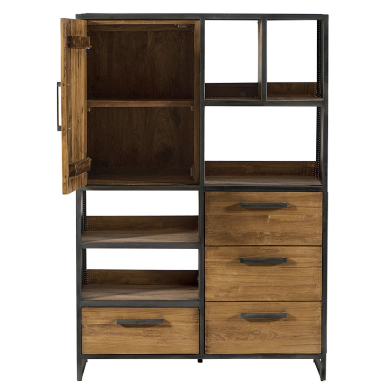 Enfilade Athena 1 porte 5 niches en teck massif recyclé - Casita