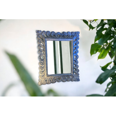 Miroir en bois Bali - Bleu 