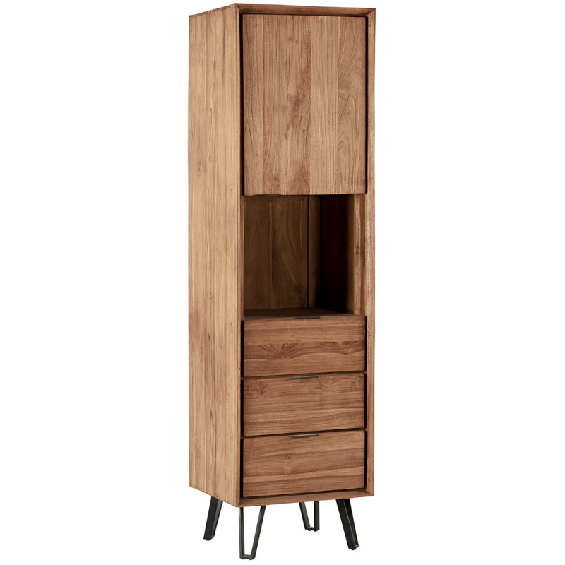 Colonne Moly 1 porte 3 tiroirs en teck - CASITA