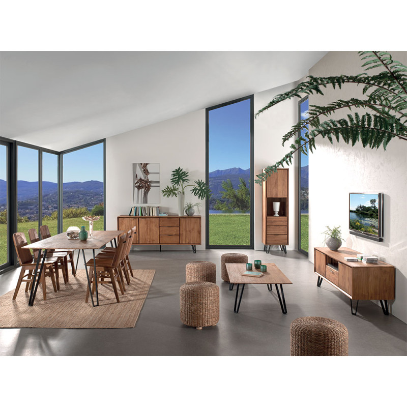 Colonne Moly 1 porte 3 tiroirs en teck - CASITA