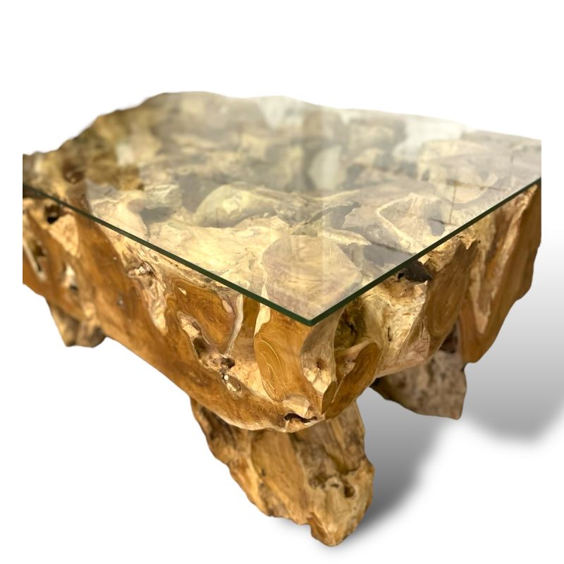 Table basse Empat en racine de teck
