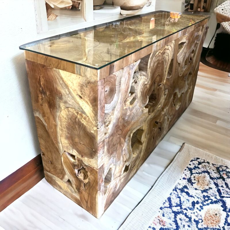 Console Faka en racine de teck 150 cm