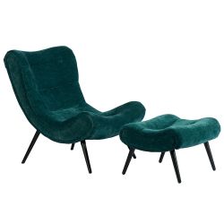 Fauteuil avec pouf CASPE - NOIR