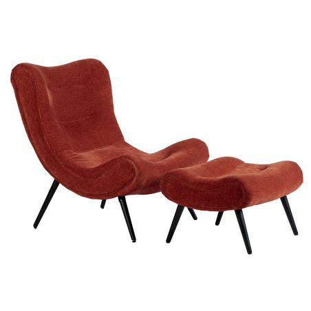 Fauteuil avec pouf CASPE - Terracotta