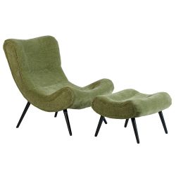 Fauteuil avec pouf CASPE - Vert