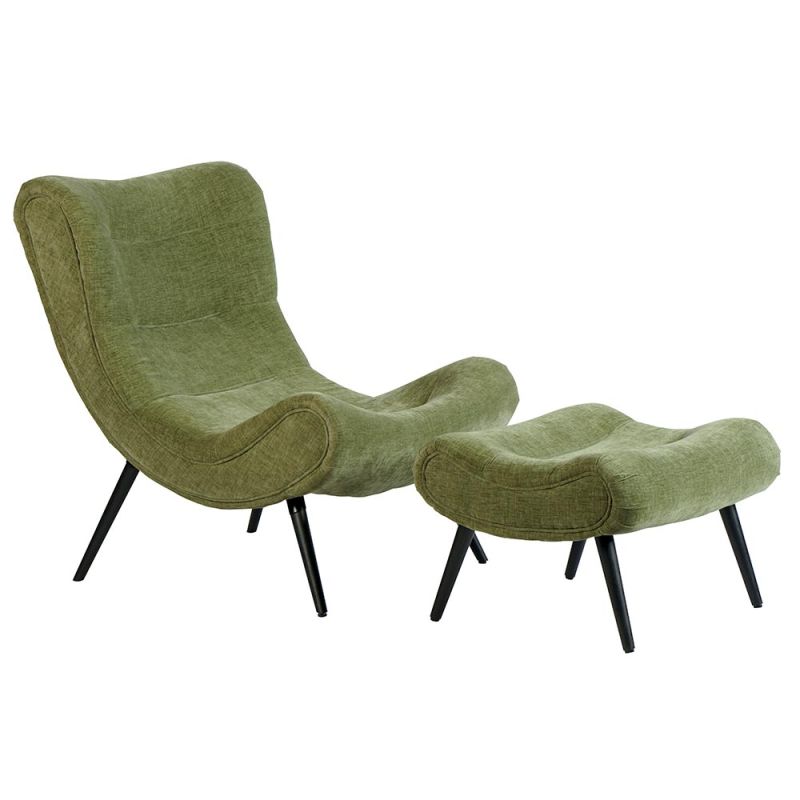 Fauteuil avec pouf CASPE - Vert