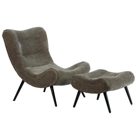 Fauteuil avec pouf CASPE - Gris