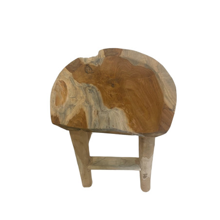 Tabouret Haut en Bois de Teck - H 74cm