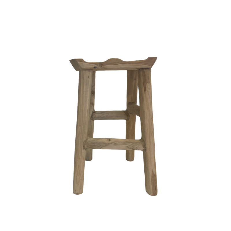 Tabouret Haut en Bois de Teck - H 74cm