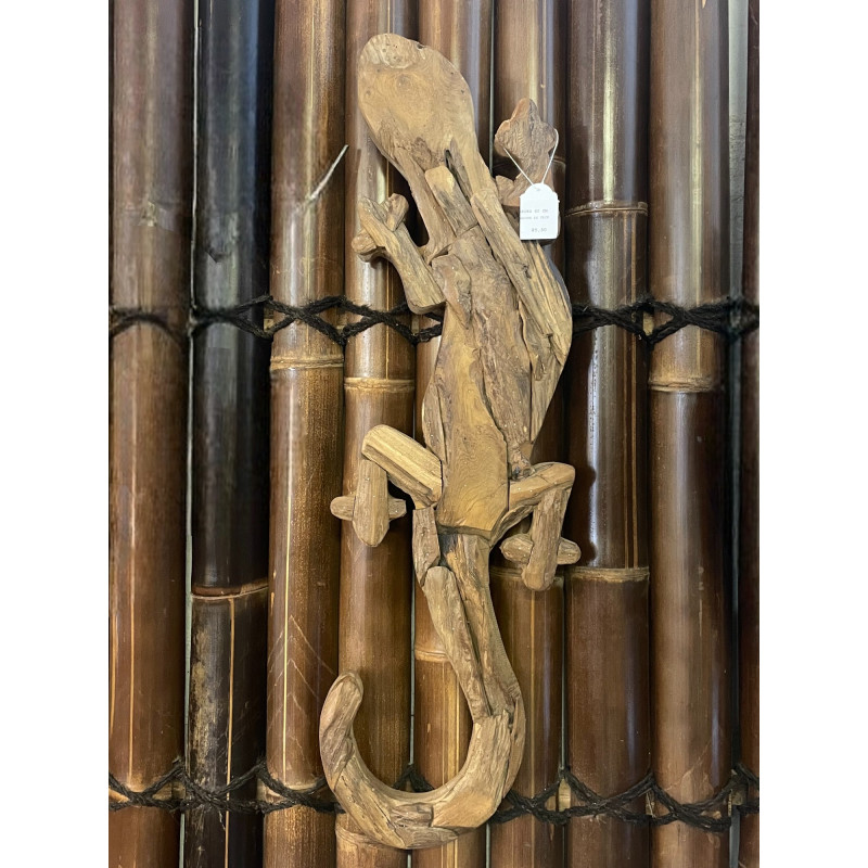 Décoration Murale Gecko en Teck flotté 80 cm