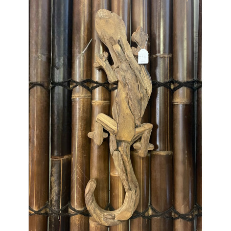 Décoration Murale Gecko en Teck flotté 80 cm