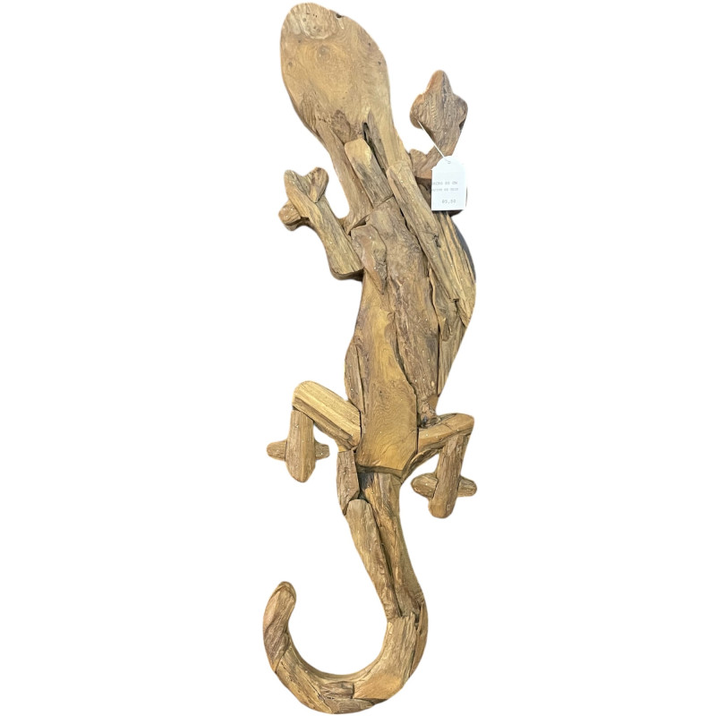 Décoration Murale Gecko en Teck flotté 80 cm