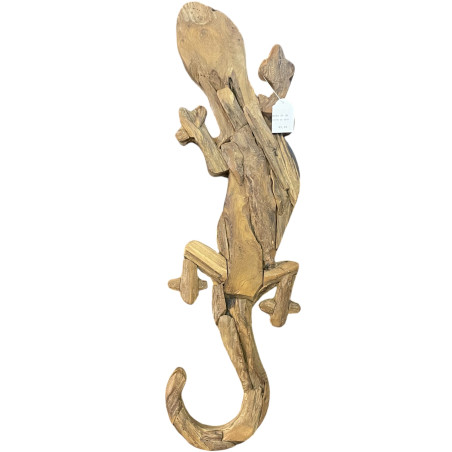 Décoration Murale Gecko en Teck flotté 80 cm